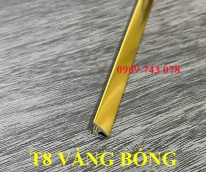 Nẹp Nhôm T 8mm vàng bóng