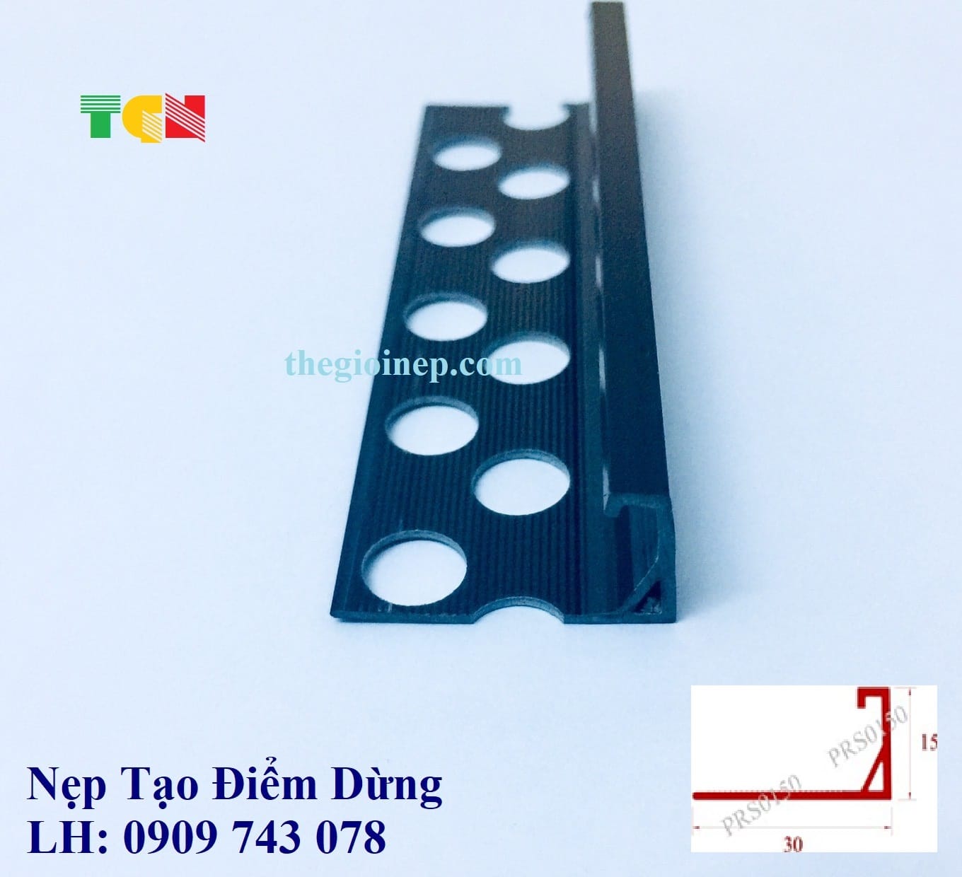 Nẹp Tô Trát Điểm Dừng RS15 Đen