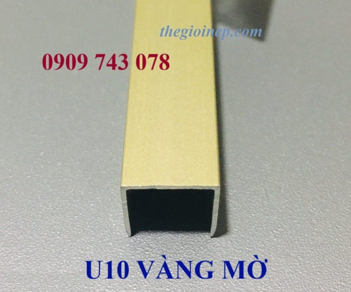 Nẹp Nhôm U10mm Vàng Mờ