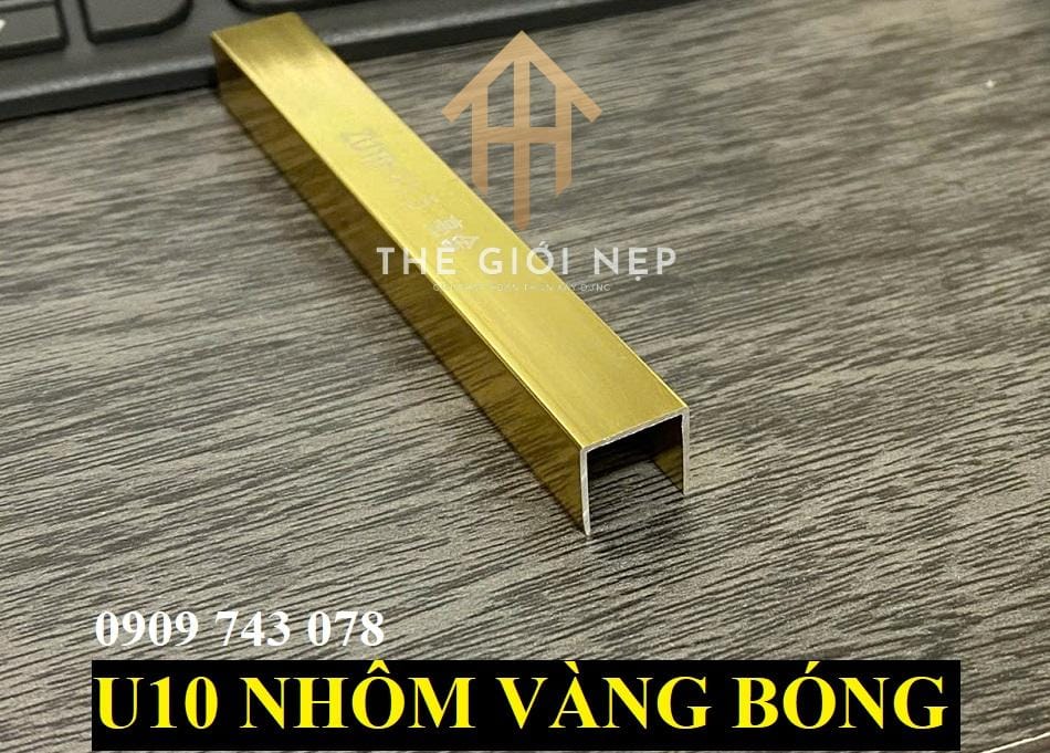 Nẹp Nhôm U10mm Vàng Bóng - Ảnh 2