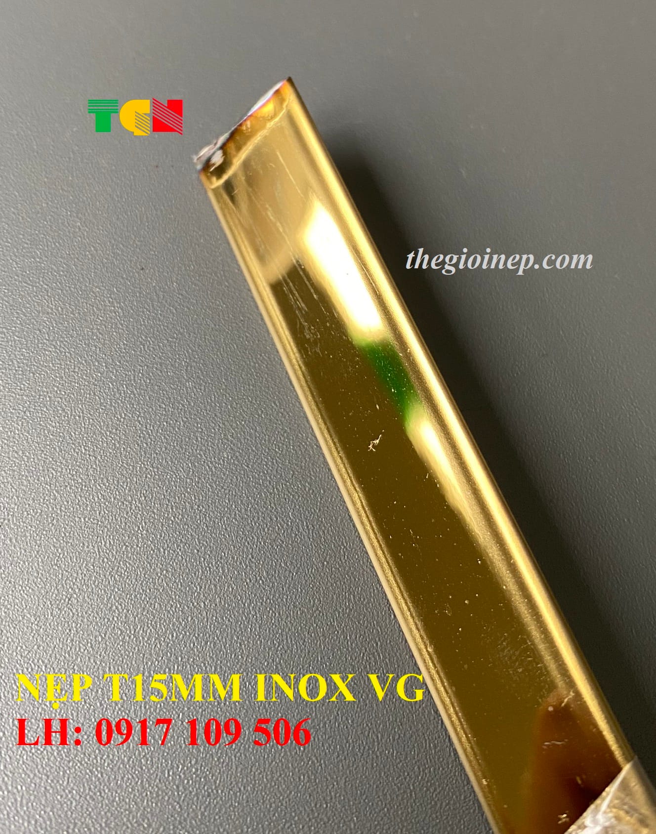 Nẹp T15mm Inox Vàng Gương - Ảnh 2