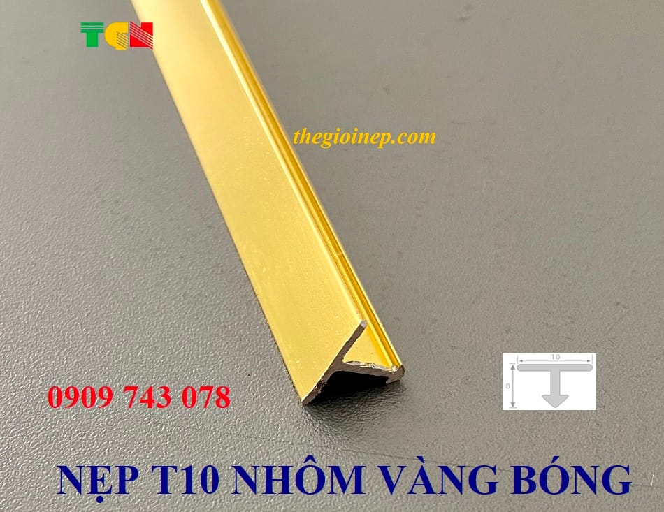 NẸP NHÔM T10 VÀNG BÓNG