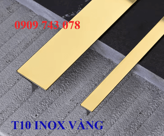 Nẹp T10mm Inox Vàng Gương
