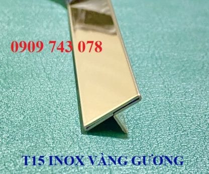 Nẹp T15mm Inox Vàng Gương