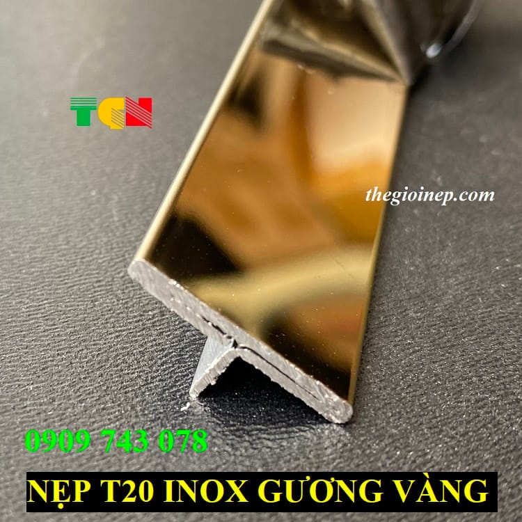 NẸP T20 INOX 304 GUONG VÀNG