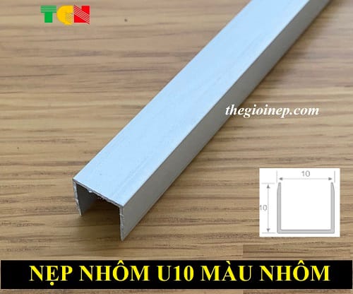 Nẹp Nhôm U10mm Màu Nhôm