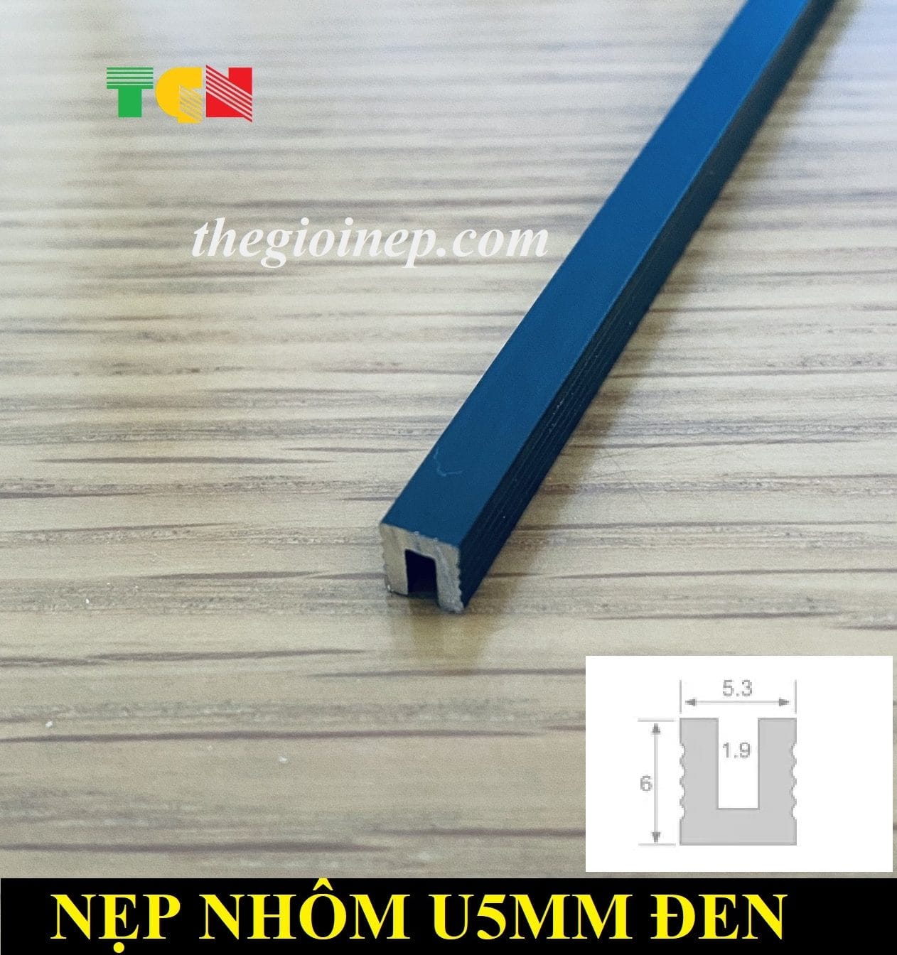 Nẹp Nhôm U5mm Màu Đen
