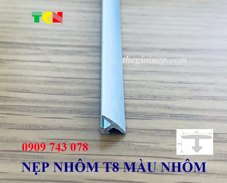 Nẹp Nhôm T 8mm Màu nhôm - Ảnh 2