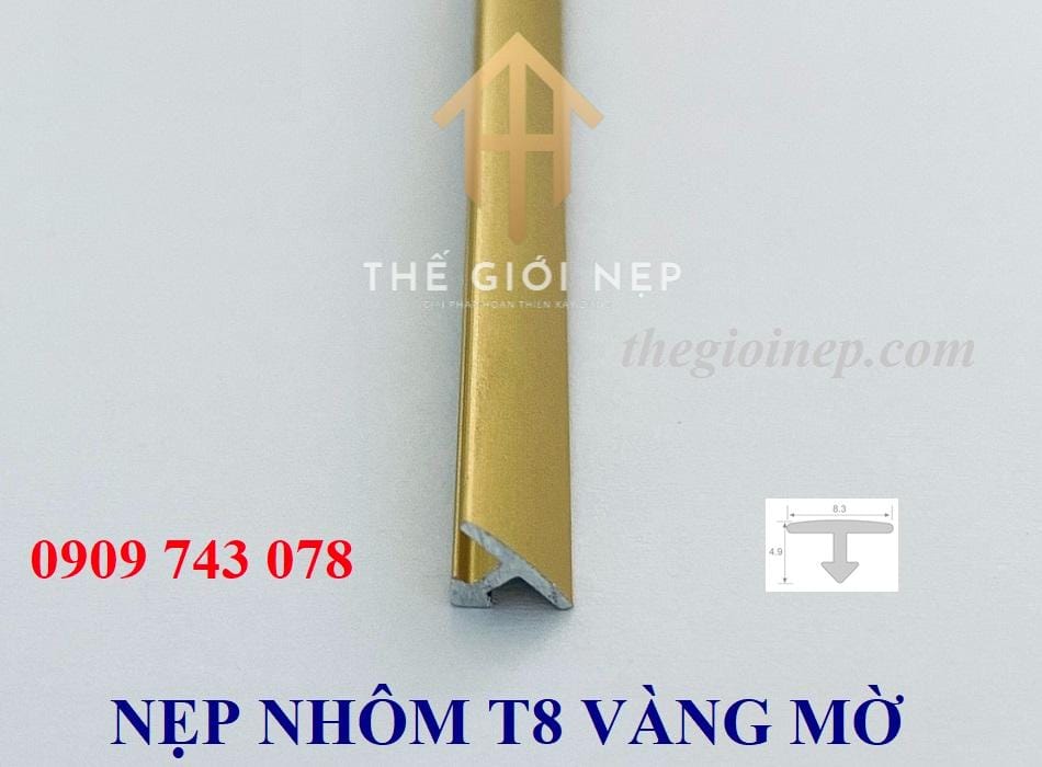 NẸP NHÔM CHỮ T8 VÀNG