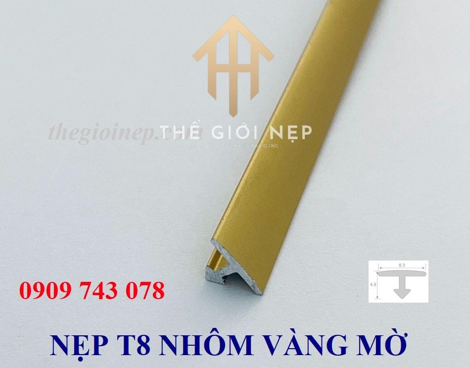 NẸP NHÔM T8 VÀNG MỜ
