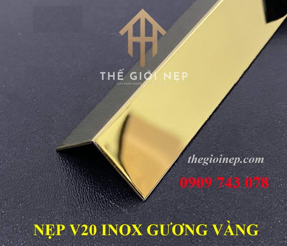 NẸP V20 INOX GƯƠNG VÀNG BÓNG