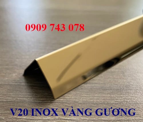 Nẹp V20 Inox 304 Vàng Gương R