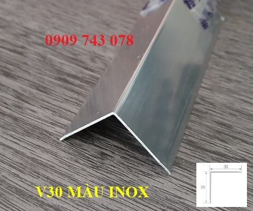 Nẹp Nhôm V30mm Màu Inox