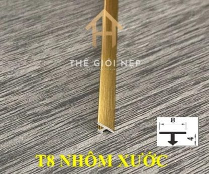 Nẹp Nhôm T 8mm Vàng Xước